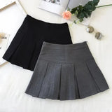 Fashion A Line Women Pleated Skirt High Waist Zipper Grey Student Mini Skirt JK Summer New Black Ladies Suit Skirt