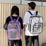 Three Piece Set Women Backpacks Unisex Transparent Backpack Female Student School Backpacks Waterproof PVC Clear Book Bag Purple