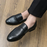 New Men Casual Slip-on Business Loafers Male Concise Fashion Leather Shoes Soft High Quality Driving Shoes Mule Dress Shoes