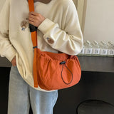 Pleated Solid Color Female Shoulder Bag Popular Trendy Casual Shopping Refined Large Capacity Crossbody Bag Student Commuter Bag