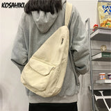 Japanese Ins Canvas High-capacity Women'sHandbags Grunge Simple All Match Shoulder Bag Vintage Solid Y2k Students Crossbody Bags