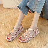 Orthopedic New Sandal Woman Summer Beach Without Heel Comfortable Flat Women Roman Espadrilles Sandals Black Pink Red Sexy