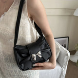 Trendy Shoulder Bag Hot Sale Casual PU Leather Totes Bag Retro Large Capacity Business Women's Bag Lady Bow Handbag Underarm Bag