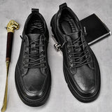 Italian Brand Men's Business Casual Shoes Fashion Genuine Leather Shoes Office Banquet Men's Formal Shoes Thick Bottom Lacing