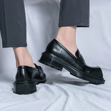 Fashion Retro Square-toe Men's Derby Shoes Thick Sole Slip-on Patent Leather Original Design Leather Shoes Stylist Men's Shoes