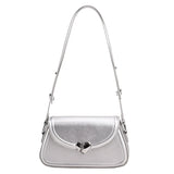 Love buckle Silver Crossbody Shoulder Bags for Women Y2K Small Purse PU Leather Luxury Brand Female Underarm Bag Handbags