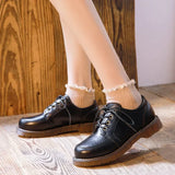 New Women Oxfords Women's Shoes Ladies Leather Female Round Toe Sewing Retro Comfortable Footwear Lolita Shoe Brown 40