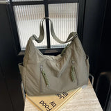 New Casual Versatile Slant Cross College Student Fashion Commuter ShoulderBag Large Capacity Canvas Solid Color Women's Bag