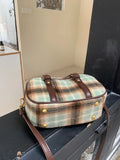 Retro Plaid Women's Small Shoulder Bag Woolen Cloth Female Crossbody Bags College Girls Handbags Clutch Purse Messenger Bag