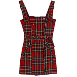 Dress Women Adjustable Buckle Strap Mini Sexy Red plaid Dress Sash Zippered Short Dess vestido de festa robe de femme