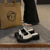 Shoes Ladies' Slippers Low Slipers Women Platform Butterfly-Knot Summer Rome Rubber Slides Basic Fabric Hoof Heels