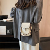Mini Chain Cute PU Leather Crossbody Bags with Short Handle for Women Luxury Solid Color Fashion Phone Handbags and Purses