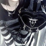 Y2K Subculture Women's Bag Trend Punk Gothic Cross Heart Shaped Crossbody Shoulder Bags Female Harajuku Bolso Mujer