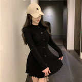 Fashion Korean Mini Dresses Female Autumn Winter Sexy Bodycon  Wrap White Short Women's Sweater Knitted One-piece Dress Hit