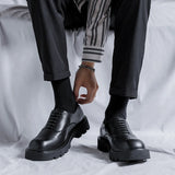 Spring Brand Men's British Style Thick Bottomed Work Shoes Fashionable New Style Men's Classic Lace Up Big Toe Leather Shoes