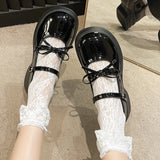 Black Chunky Platform Mary Jane Shoes for Women  Autumn Patent Leather Pumps Woman Thick Bottom Bowknot Lolita Shoes Ladies