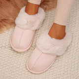 Closed Toe Warm Cotton Slippers Women Faux Fur Thicken Plush Winter Home Shoes Woman Lightweight Casual Indoor Slides Female