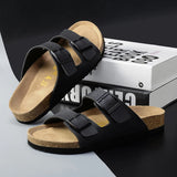 Summer New Genuine Leather Frosted Thick Sole Fashion Casual Trend Anti slip Couple External Wear Slippers and Sandals