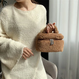 Soft Plush Women's Small Shoulder Bag Faux Lamb Wool Ladies Bucket Crossbody Bags Winter Furry Female Phone Pouch Purse Handbags