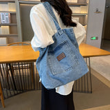 Retro Denim Women's Bag New Jeans Messenger Bag Y2K Canvas Shoulder Bag Crossbody Eco Bag Korean Shopper School Handbag Ins