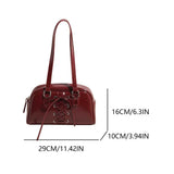 Y2k Red Handbag Purse for Women Girls Aesthetic Japanese Shoulder Bag Faux Leather Tote Bag PU Underarm Top Handle Clutch Bag