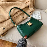 Luxury Brand Pu Leather Solid Color Shoulder Bags For Women  Hit Lock Handbags Small Travel Handbag Lady Fashion Bag