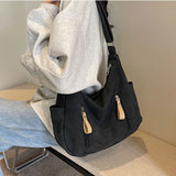 Retro Canvas Underarm Hobo Bag Women Shoulder Crossbody Bag New Commuting Versatile Simple Tote Bag