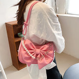 New Design Women's Bag Trend Fashion Bow Pleated Underarm Shoulder Bag Individuality Summer Chains Beading Handbag