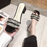 Summer White Crystals Shoes Rhenstone Slides Job Jewels Women's Slippers and Ladies Sandals High Up To 5cm Heel Sexy Shoe I