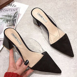 Women's Mules Shoes Transparent Sandals Novelties Clear Heels Transparent Elegant Slippers Woman Luxury Designer Chunky Hot