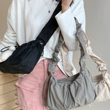 Spring New Folded Retro Shoulder Bag Fashionable Elegant Nylon Cloud Bag Casual Versatile Unique High end Crossbody Bag