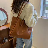 Soft Leather Vintage Shoulder Bag for Women Fashion Top Handle Bag Large Capacity Composite Bag with a Small Purse