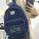 Kawaii Denim Y2k Backpack for Women Vintage Korean Student Schoolbags Trendy Cartoon Aesthetic Backpacks Preppy School Bags