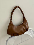 Vintage Folded Women's Small Shoulder Bags Simple Solid Color Fashion Underarm Bag Casual Pu Leather Female Handbags Tote Purse