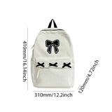 Cute Bowknot Aesthetic Backpack Corduroy School Bag for Girls Teens Student Black Book Bag Women Casual Travel Daypack Rucksack