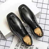 High Quality Business Men Dress Shoes Square head Male Casual Leather Shoes Lace Up Wedding Shoes Men Gentleman Derby Shoes