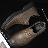 Classic Retro Men's Genuine Leather Shoes Thick Soled Men's Casual Shoes Office Business Shoes Banquet Dress Shoes