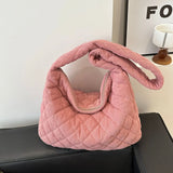 Classic Solid Color Corduroy Soft Autumn Crossbody Bag Lightweight Fashion Women Hobo Bag Student Commuter Fine Shoulder Bag