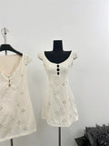Summer Mori Girl Hollow Out French Coquette Dress Women Mini Aesthetic Gyaru Frocks Evening Party One-Piece Ballet Core Sexy Hot