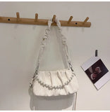 Pure Color Beauty Summer New Pleated Cloud Sleeve Bag High-end Light Luxury Women's Crossbody Bag