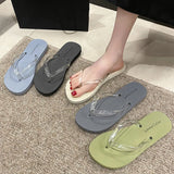 Summer Clear Flat Women's Slippers and Ladies Sandals Flip Flops Slides Shoes on Beach Transparent New Style Korea Offer W