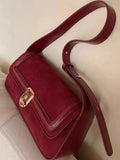 Vintage Elegant Red Shoulder Bag For Women High Street Luxury Designer Handbag Female Retro Purse Underarm Bag Y2k