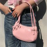 Sweet Cute Pink Handbag Women New Harajuku Bow Chic Y2k Bags Purse Ladies Fairycore Aesthetic Underarm Bag Bolso Mujer