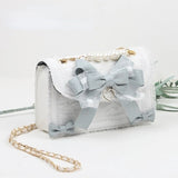 MBTI Bow Lace Shoulder Bag for Girl Pearl Jk Kawaii New Trend Purse Japan Style Gentle Female Designer Crossbody Bag