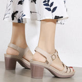 Women Chunky Heel Sandals New Comfortable Solid Colour High Heels Non-slip Lightweight Large Size Shoes Sapatos Femininos