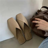 Mules Shoes Women Designer Summer New Ladies Slippers and Sandals Leather Fashion Mirror Luxury Home Indoor House Low Flat