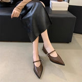 Fashion Women Pumps Buckle Strap Casual Flats Spring Summer Ladies Low Heels Shoes Pointed Toe Female Footwear