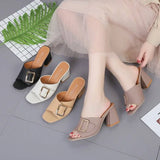 White Heeled Open Toe House Slides Rubber Summer Home Shoes Indoor Women's Slippers and Ladies Sandals Comfortable Elegan B