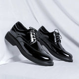 Autumn Trending Classic Men Dress Shoes for Men Oxfords Patent Leather Shoes Lace Up Formal Black Leather Wedding Party Shoes