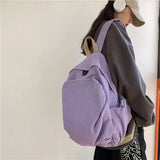 New Japanese Solid Colour Schoolbag Korean Student Canvas Backpack Large Capacity Double Shoulder Bag for Women Travel Backpack